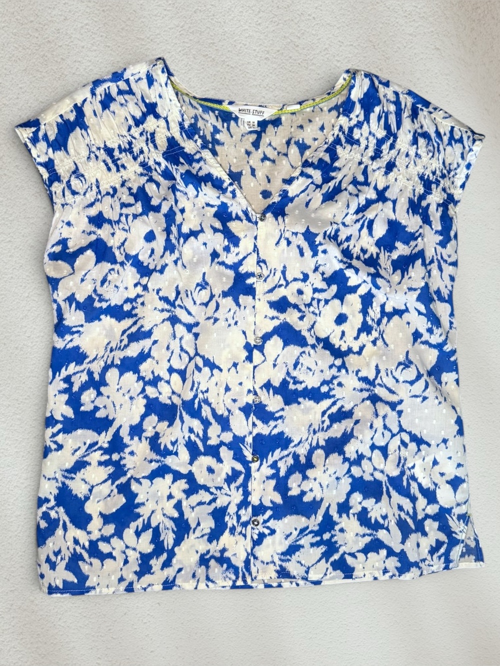 Modern Boho Coastal Relaxed Loose Blouse Short Sleeve Cotton White Stuff